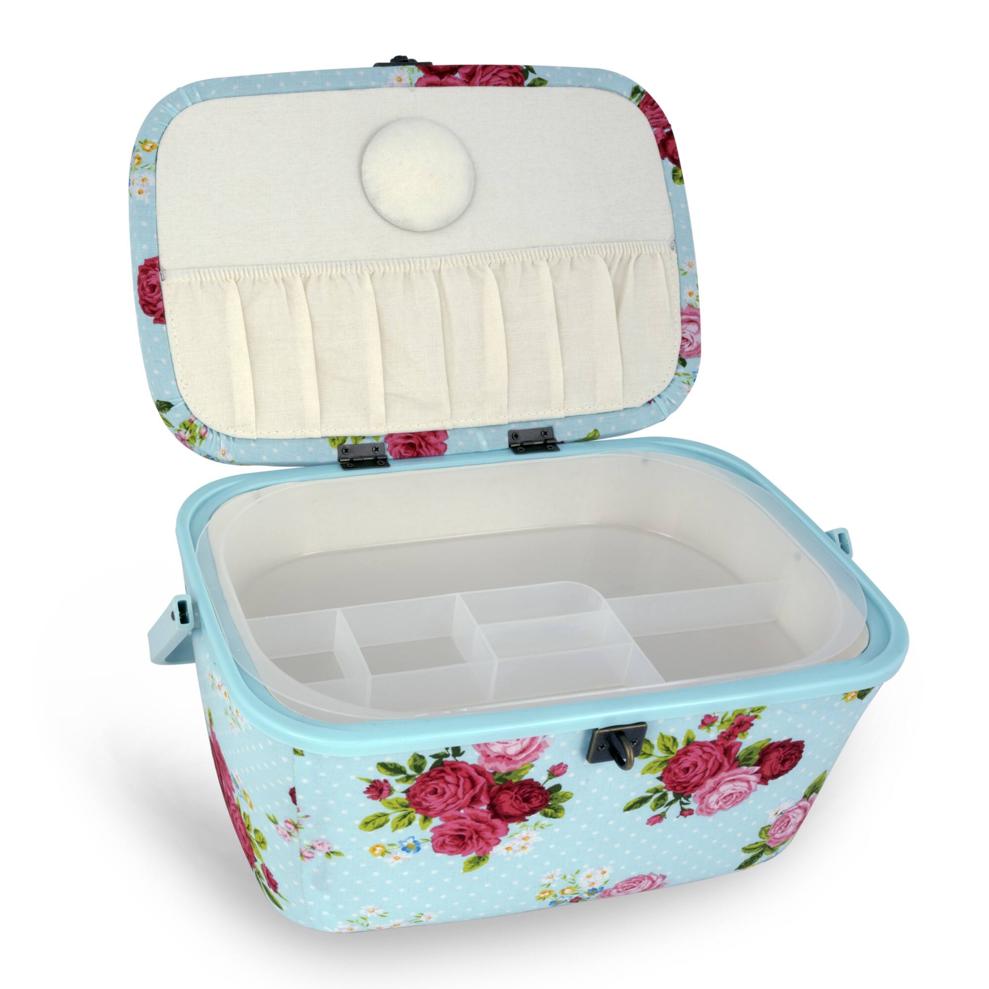 Dritz® Large Blue Oval Sewing Basket